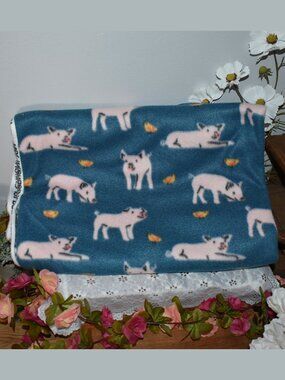 Joann Fabrics One Yard Pig Chick Blue Soft Blizzard Fleece Fabric